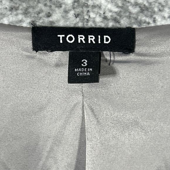 Torrid Pea Coat 3 3X Gray Heathered Long Lined Felt Hidden Buttons - Picture 7 of 14